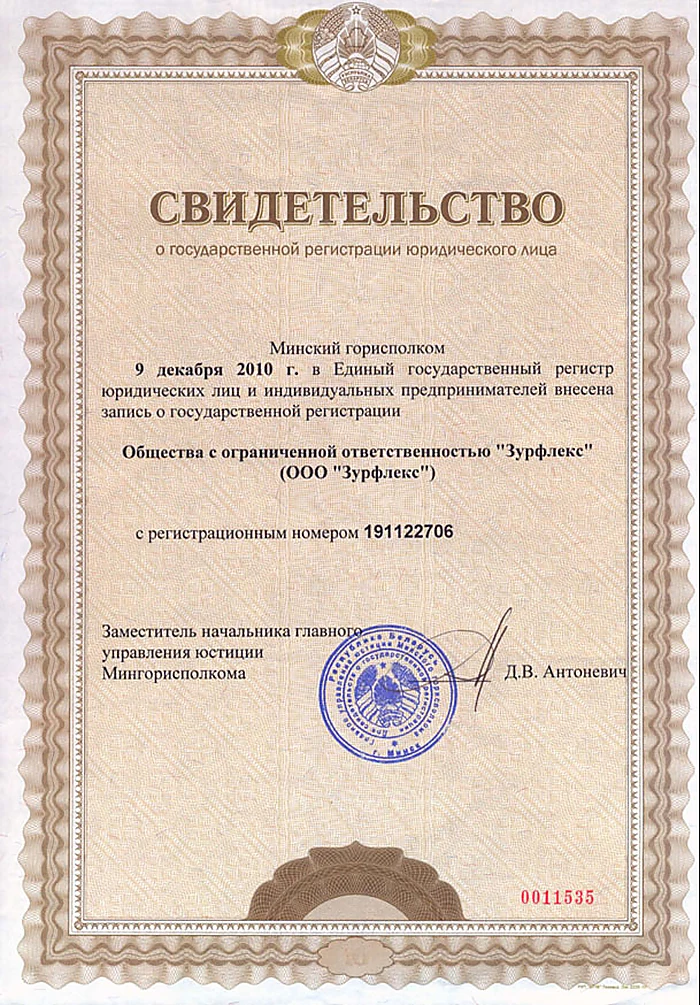 Свидетельство государственной регистрации
